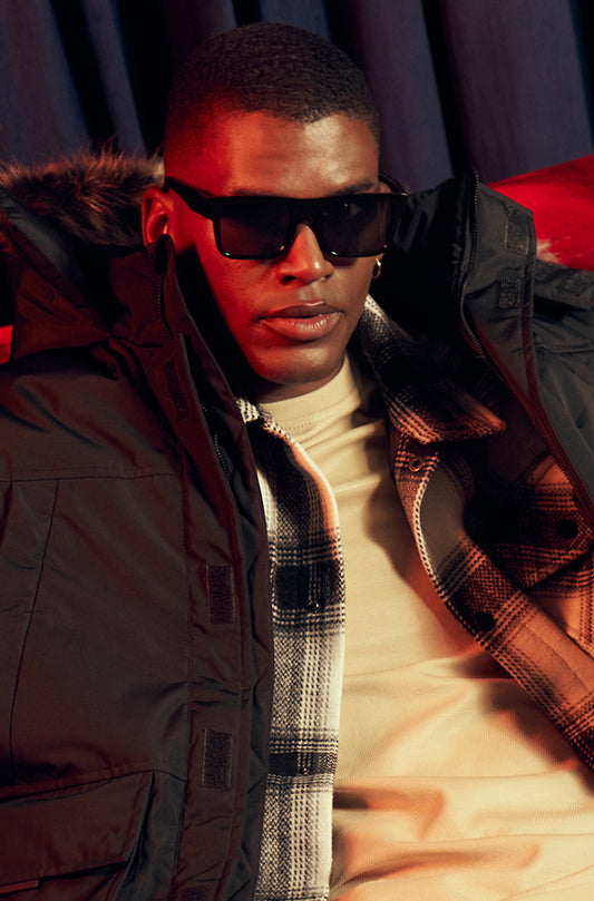 BYRON SQUARE FRAME SUNGLASSES - BLACK