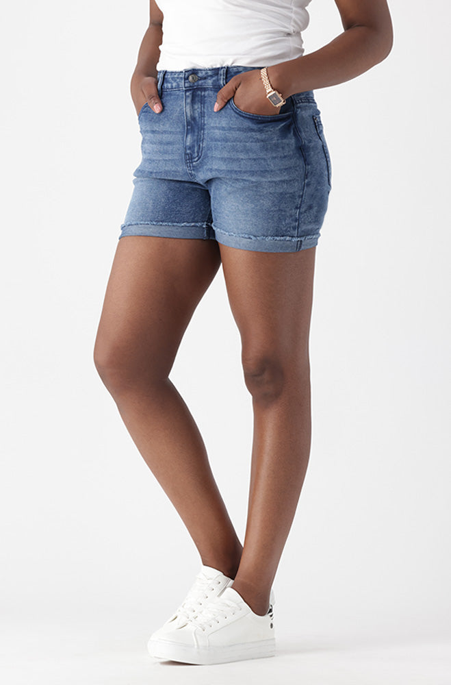 ANGELA DENIM TURN UP SHORTS