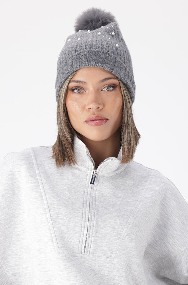 ALARA PEARL POMPOM BEANIE