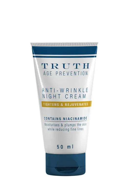 White and blue tube of anti-wrinkle night cream.