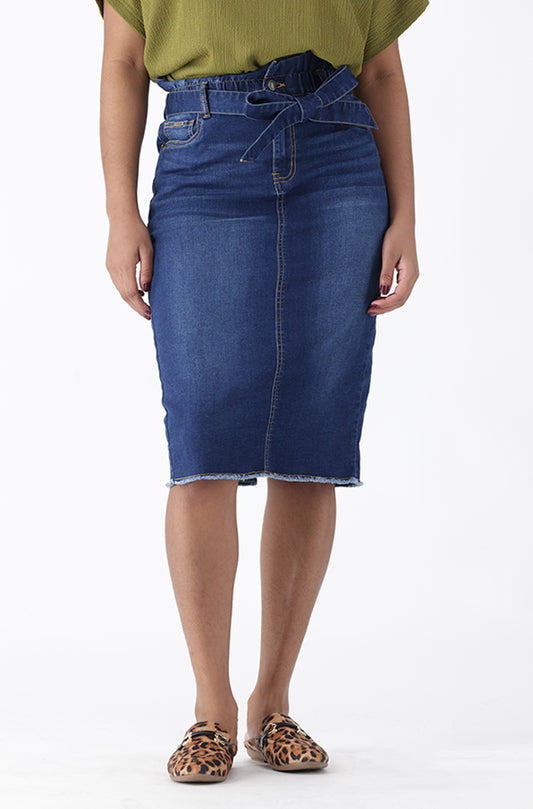 EMILIE DENIM PAPER BAG SKIRT