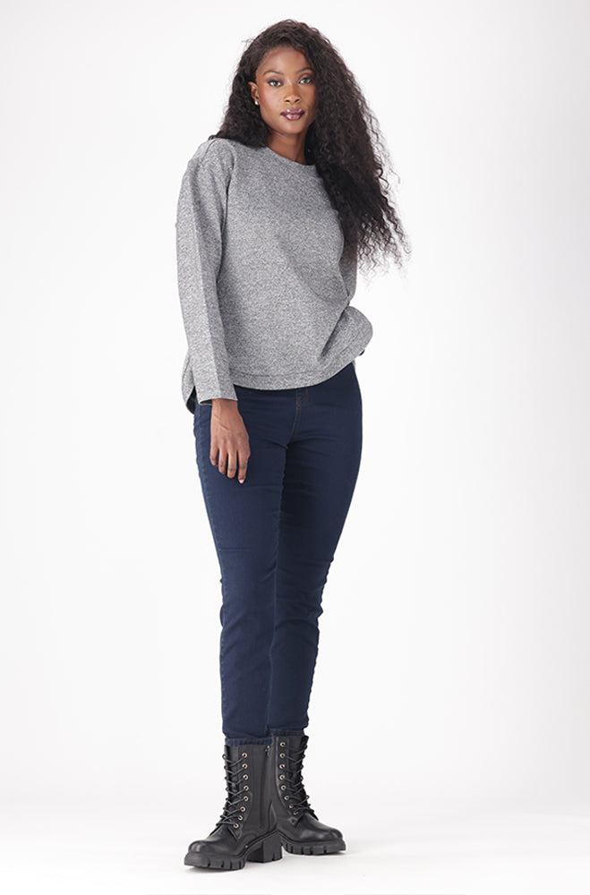 LILA CREW NECK MELANGE TOP