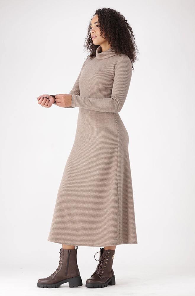 ASHTON POLONECK RIB DRESS