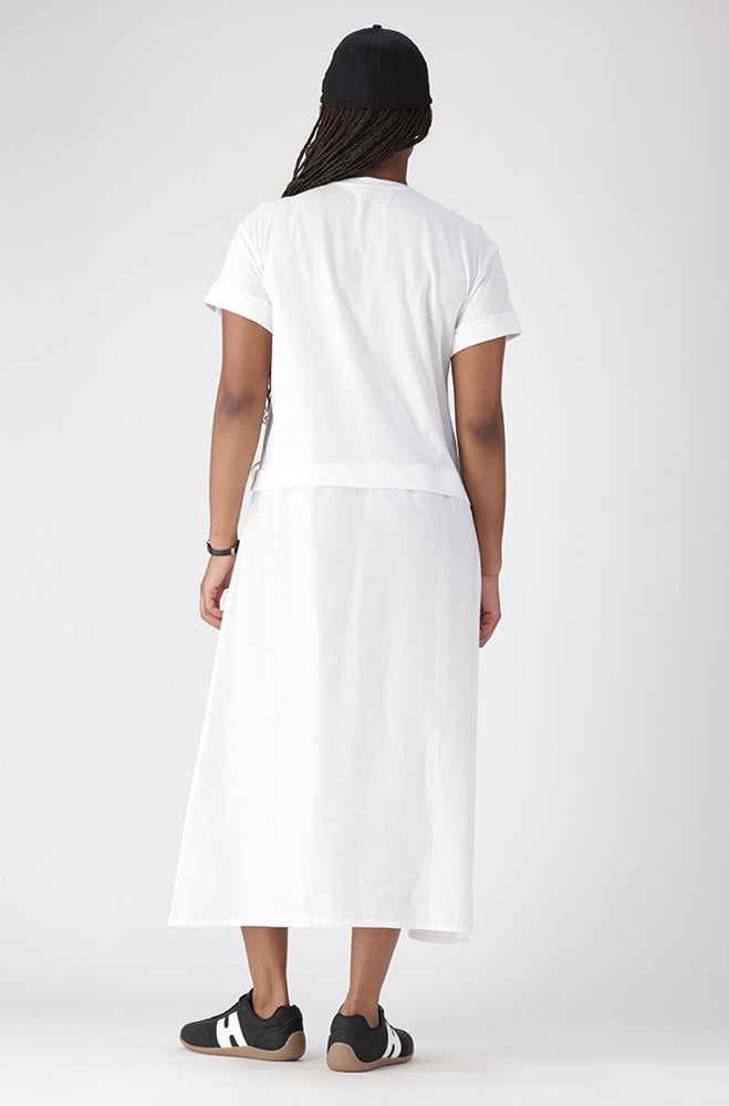 LORA KNIT AND WOVEN COMBO DRESS