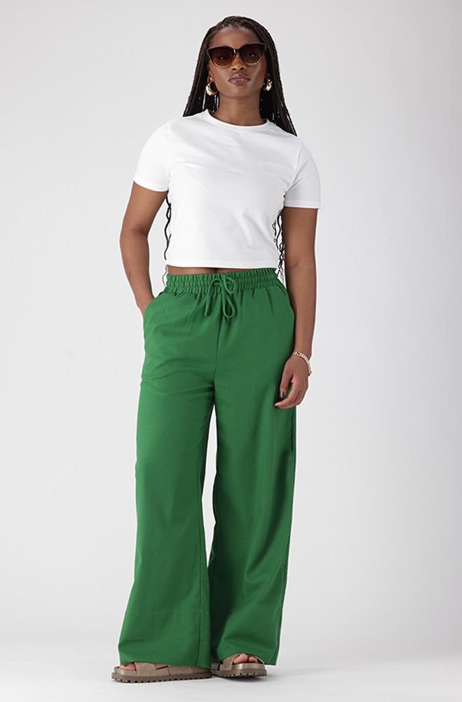 IVA LINEN BLEND WIDE LEG PANTS