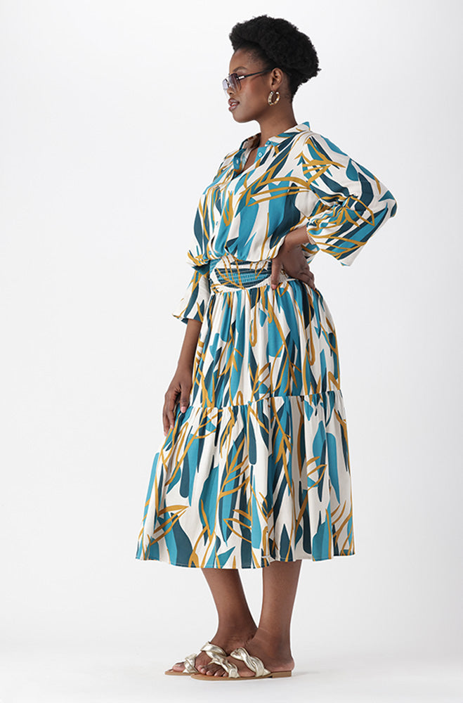 LINA TIERED SHIRRED WAIST SKIRT