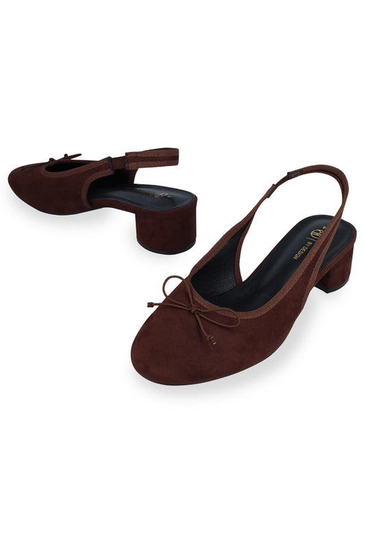 Mia slingback block heel with bow detail