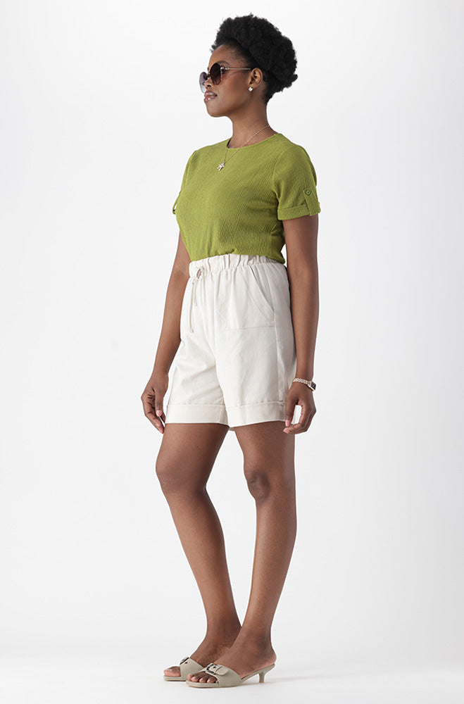 ESME KNIT AND WOVEN COMBO TOP