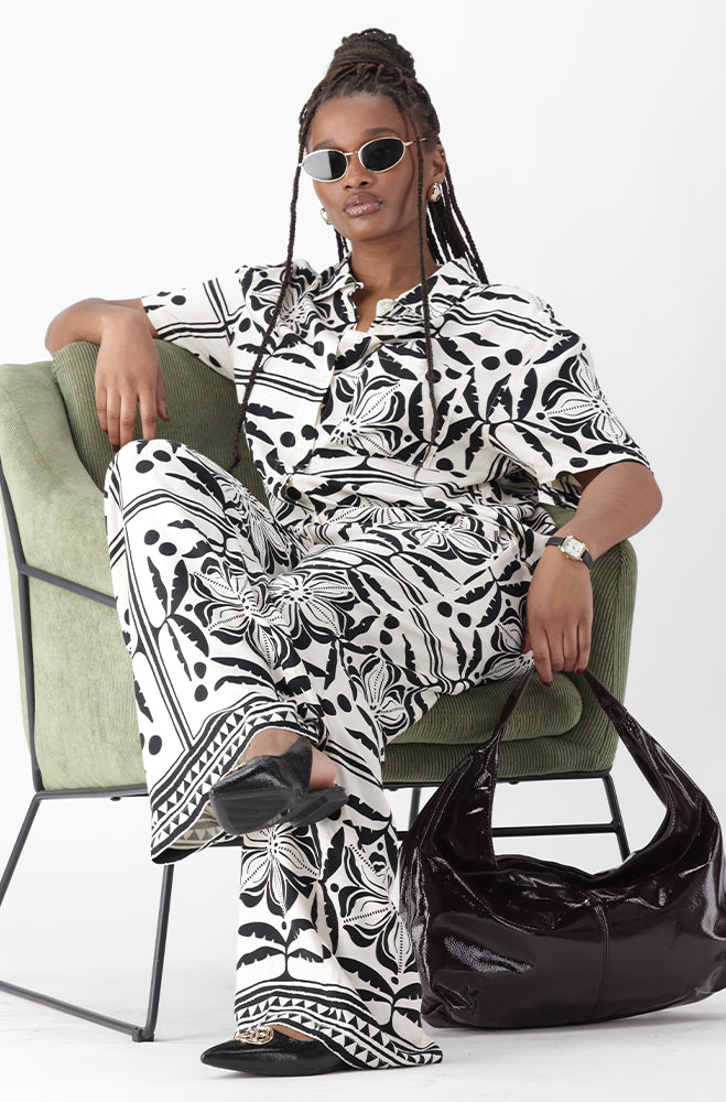 JACQUELINE PRINTED WIDE LEG PANTS