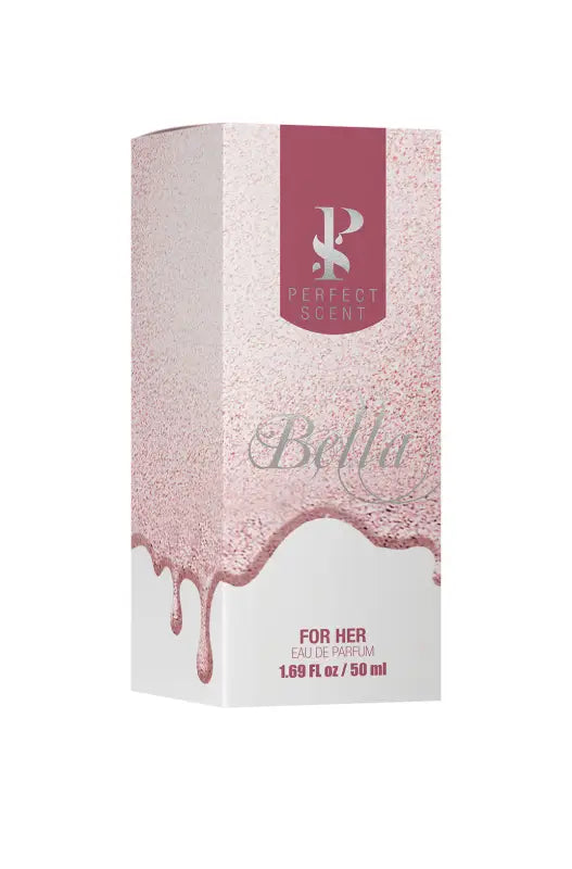 Pink and white perfume box.