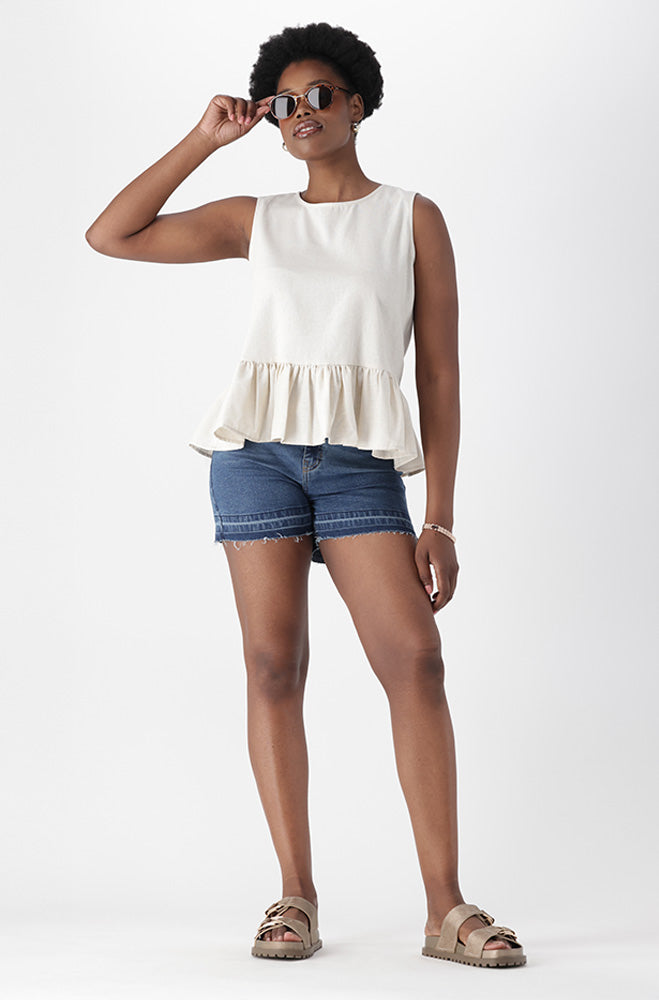 LIDZA DENIM UNCLIPPED HEM SHORTS