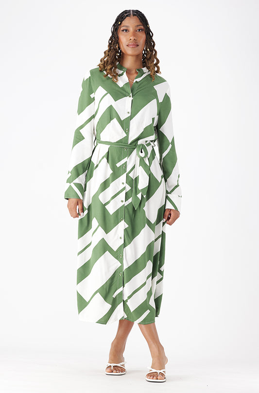 ALANI GEO PRINT SHIRT DRESS