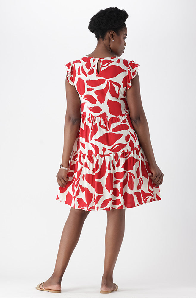 CARLA FLUTTER SLEEVE DRESS
