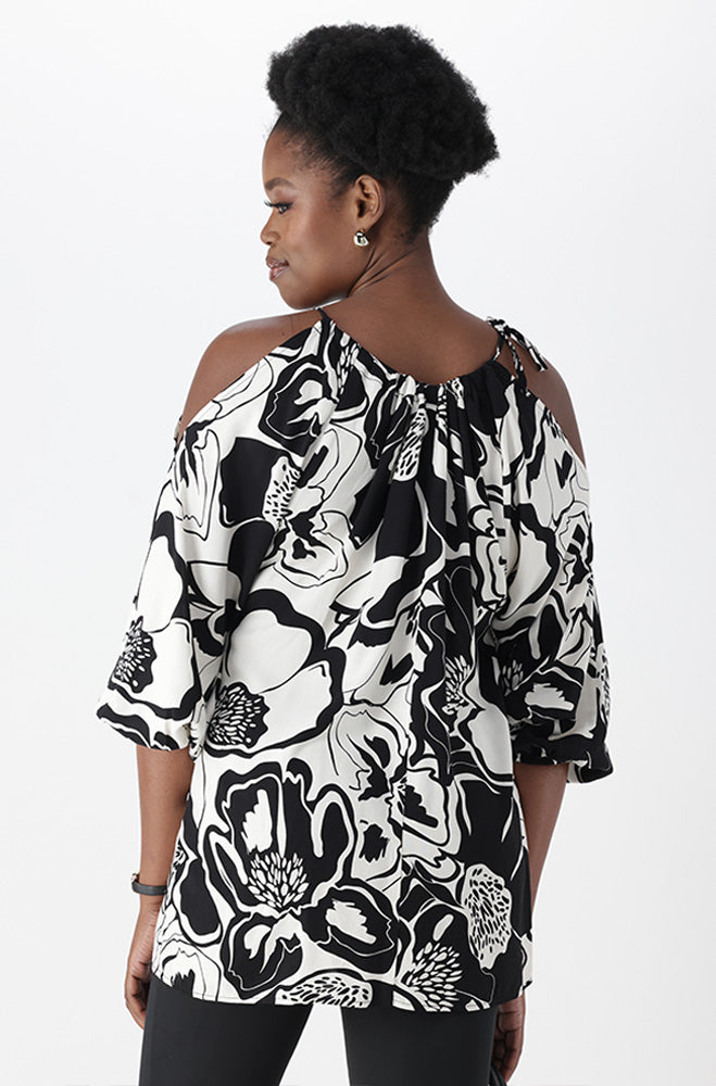 Ladies | Charlotte Cold Shoulder Top _ 168075 Multi Clothing Tops