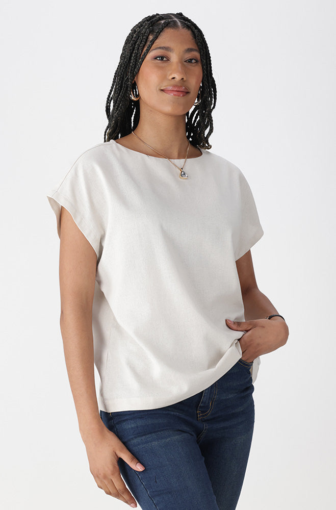 Ladies | Lydia Linen Blend Boxy Top T-shirts