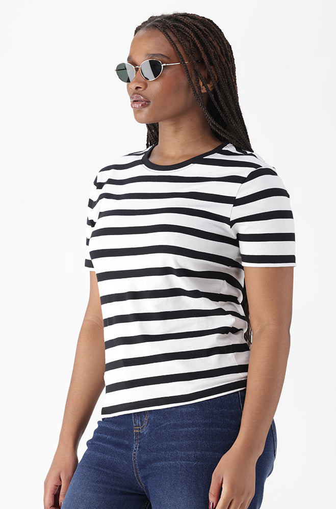 AIMEE CREW NECK STRIPE TEE
