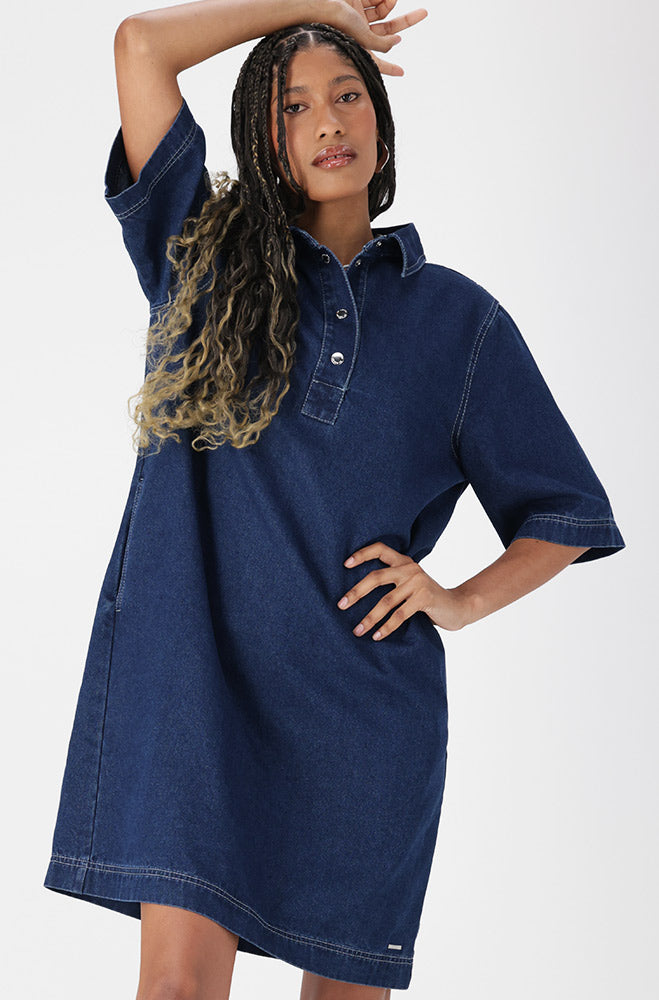 Dunns Clothing | Alaia Denim Shirt Dress _ 162944 _ Dark Wash | R399