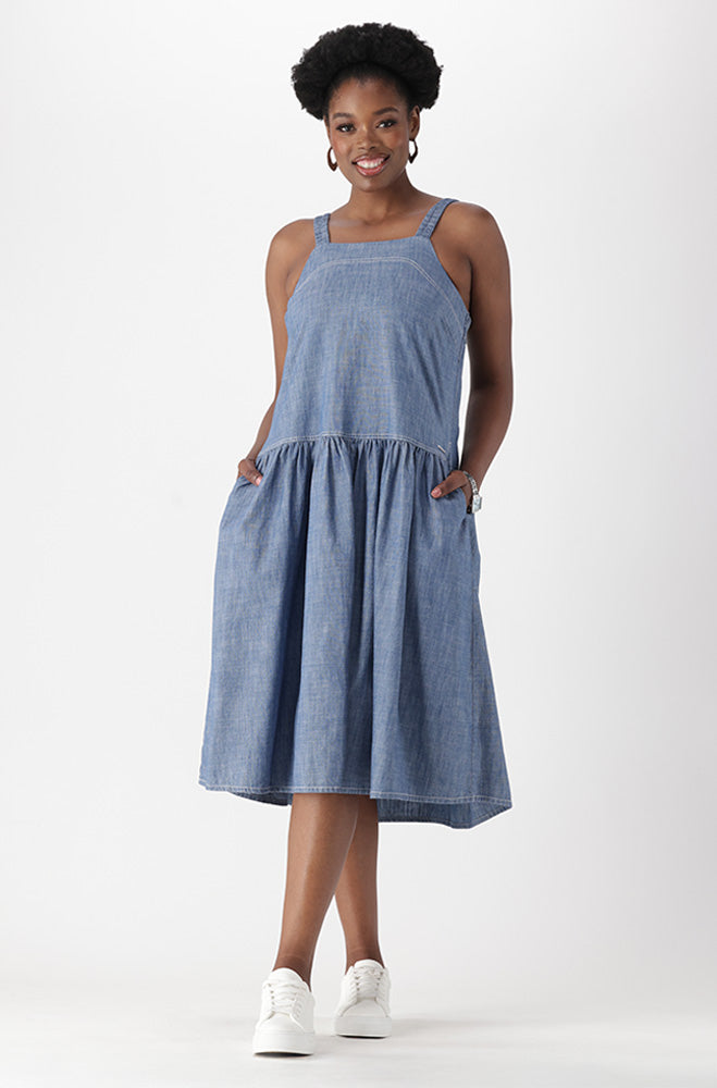 ARYA DENIM SQUARE NECK DRESS