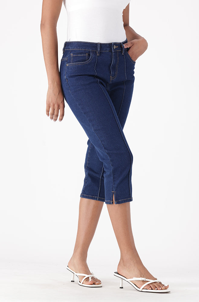 BRIELLE DENIM PINTUCK PEDAL PUSHER