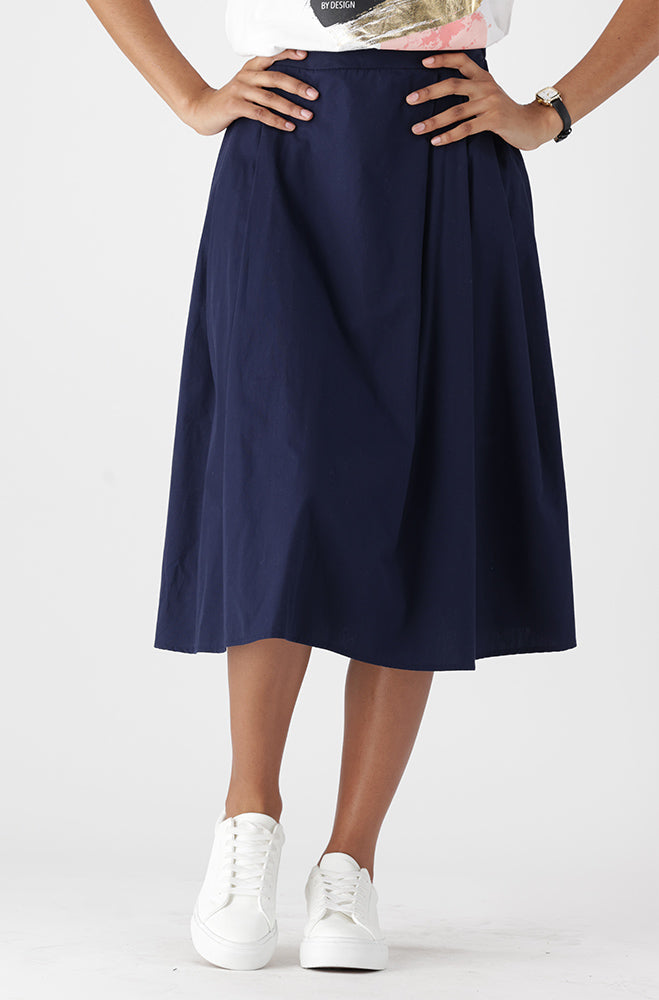 Ladies | Sarah Elasticated A-line Skirt_ 162066 _ Navy Skirts