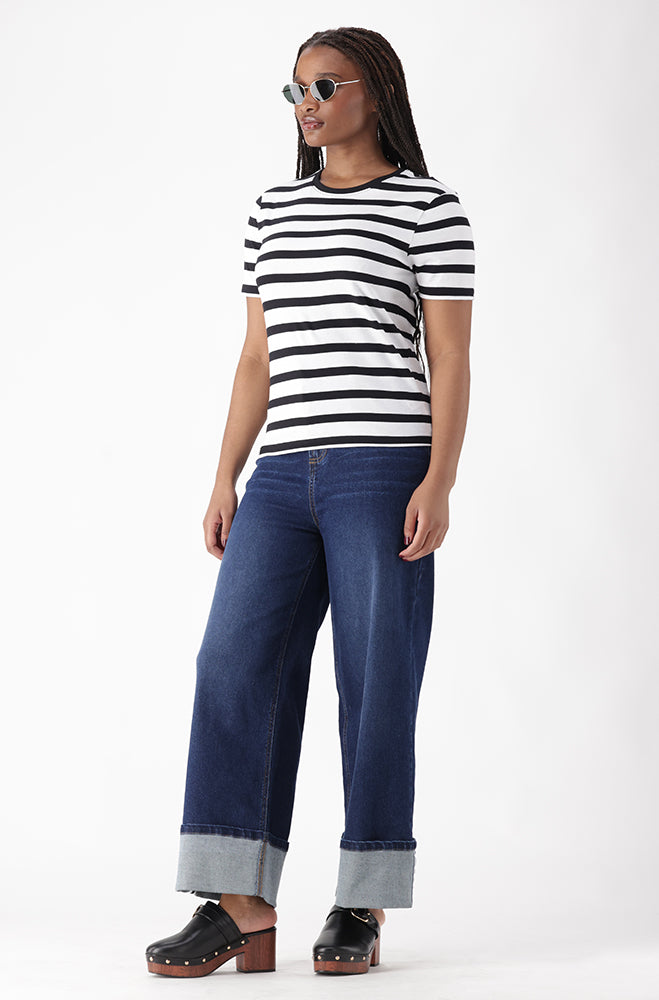 AIMEE CREW NECK STRIPE TEE