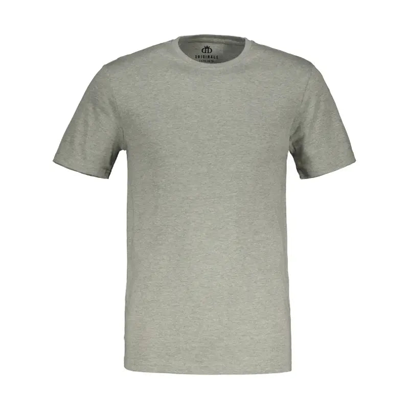 A light grey crewneck t-shirt.