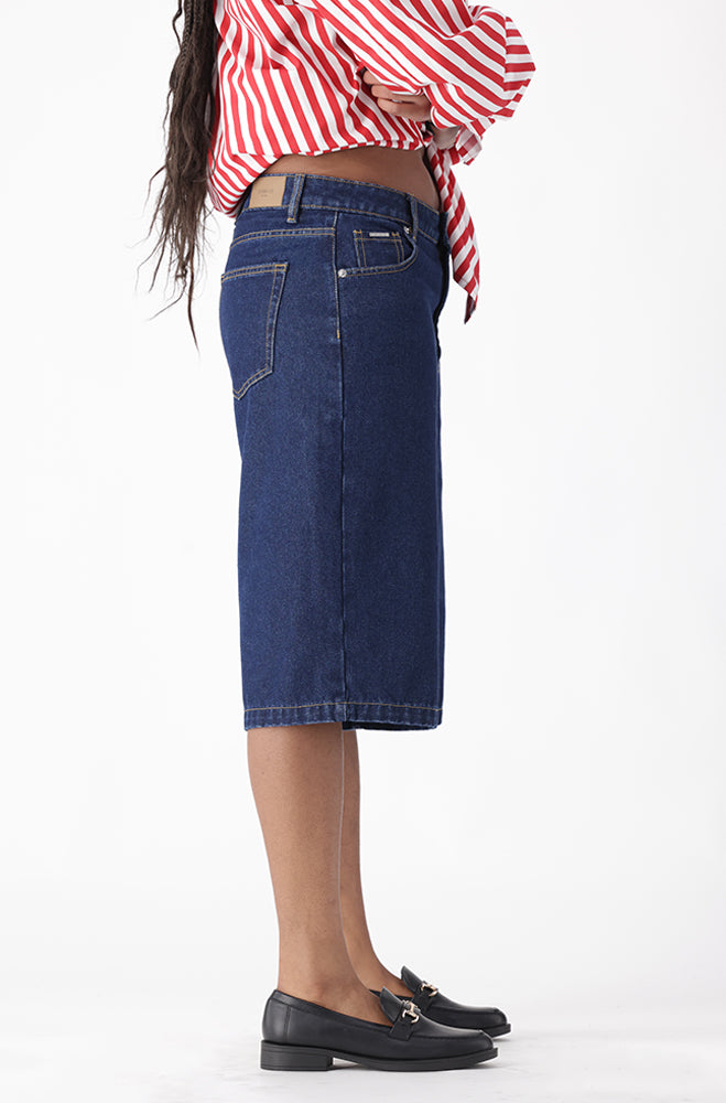 BLAISE DENIM HIGH RISE BERMUDA SHORTS