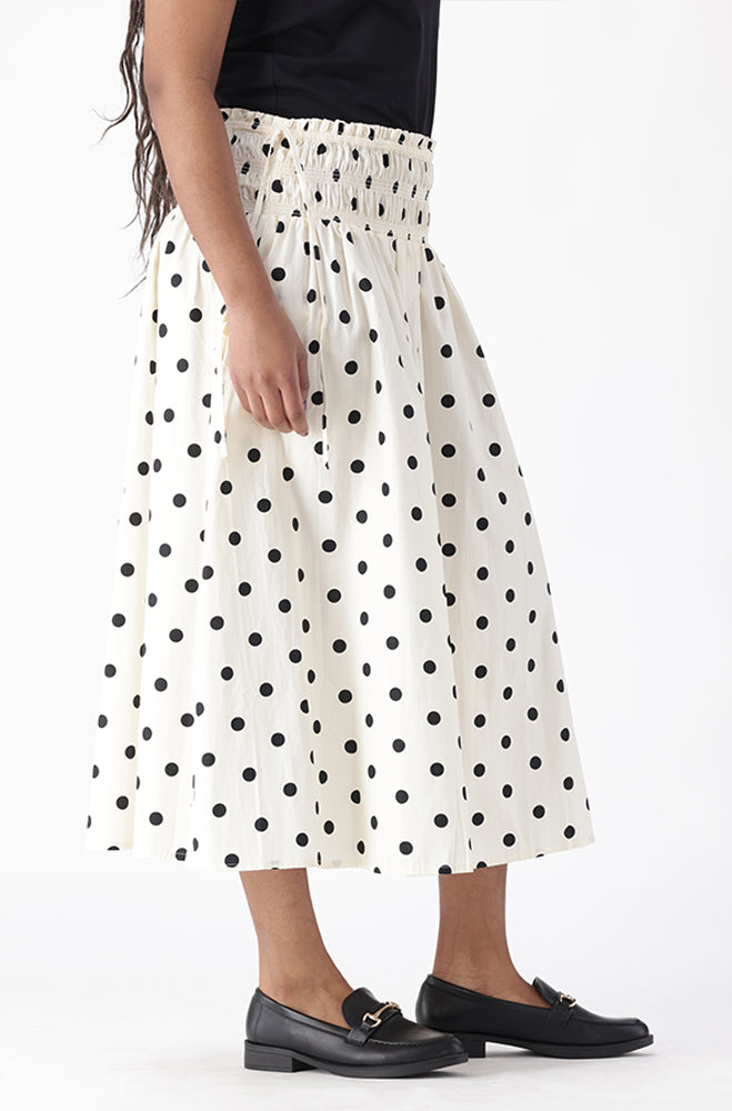 ARLOW SHIRRED MIDI SKIRT