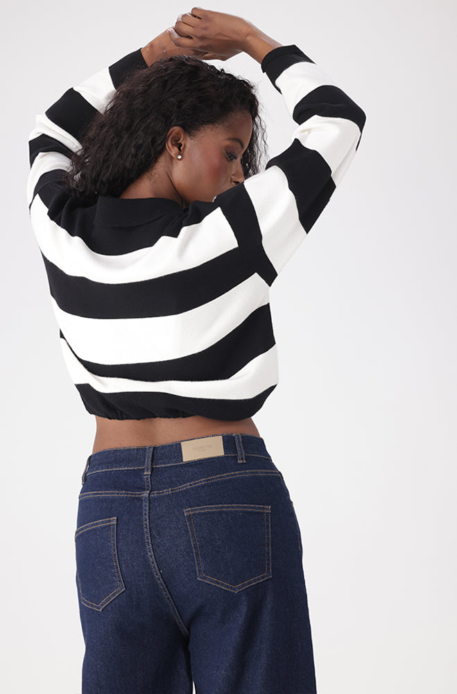 AMBER STRIPE DRAWCORD KNIT