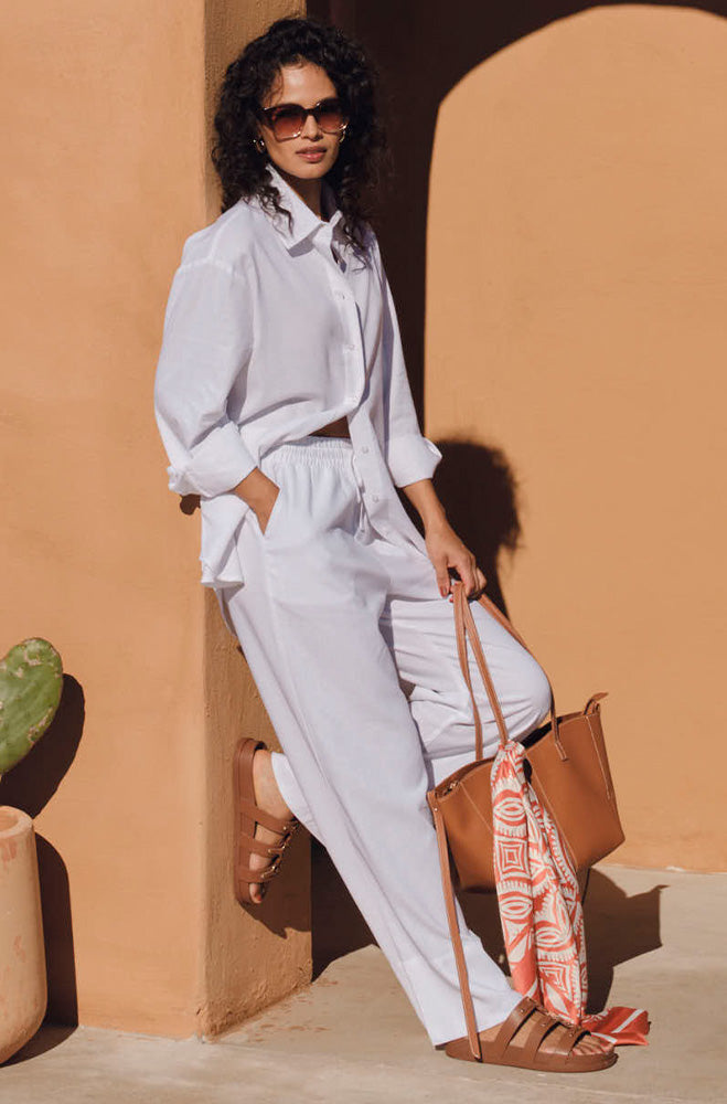 KATE LINEN BLEND WIDE LEG PANTS