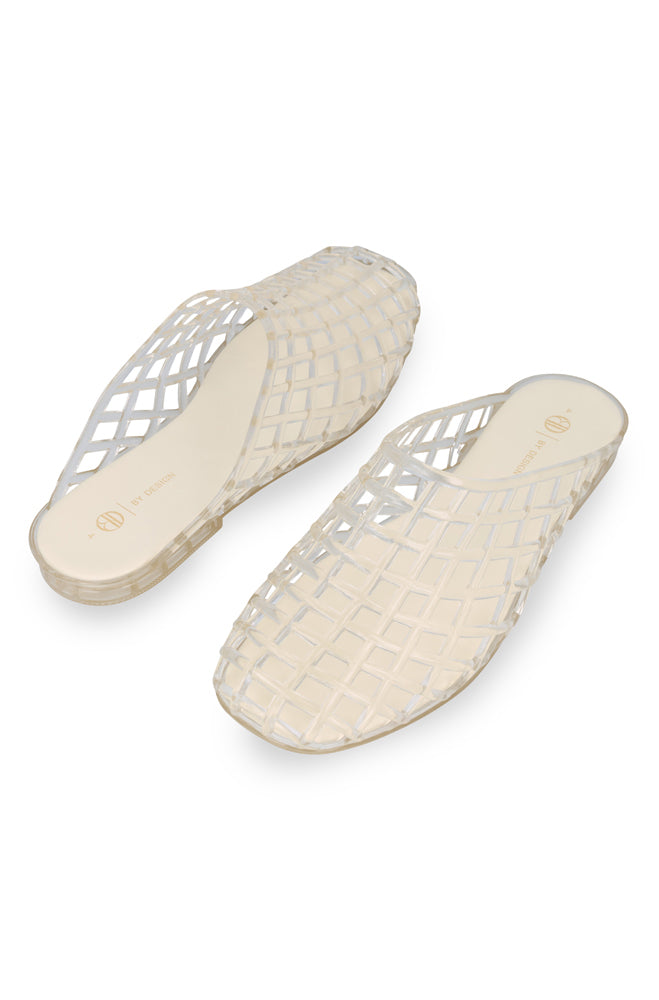 Cloe Woven caged jelly slip in mule