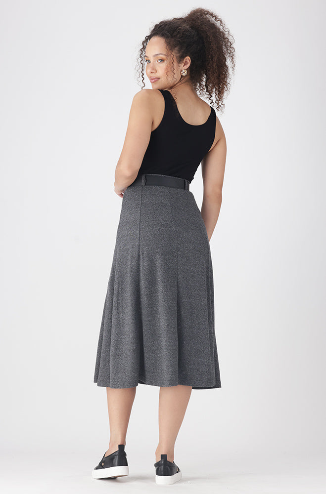Ladies | Melissa Belted Fit and Flare Skirt _ 158577 Charcoal Mel Skirts