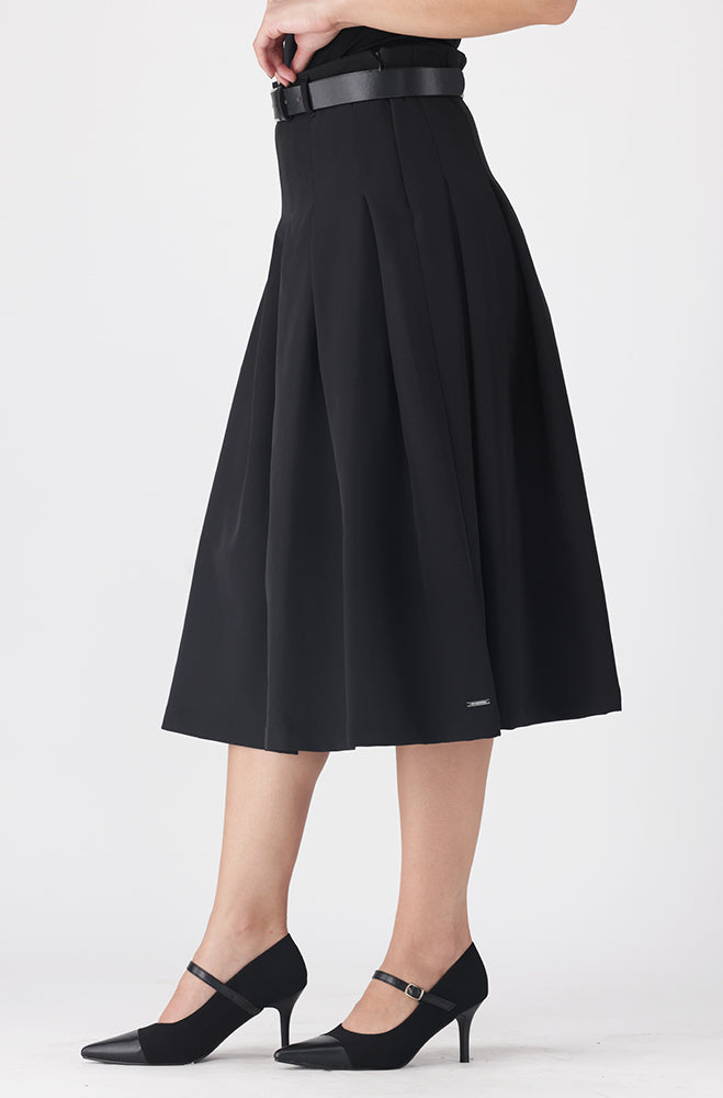 Ladies | Jessie Belted Flare Skirt _ 162019 Black Skirts