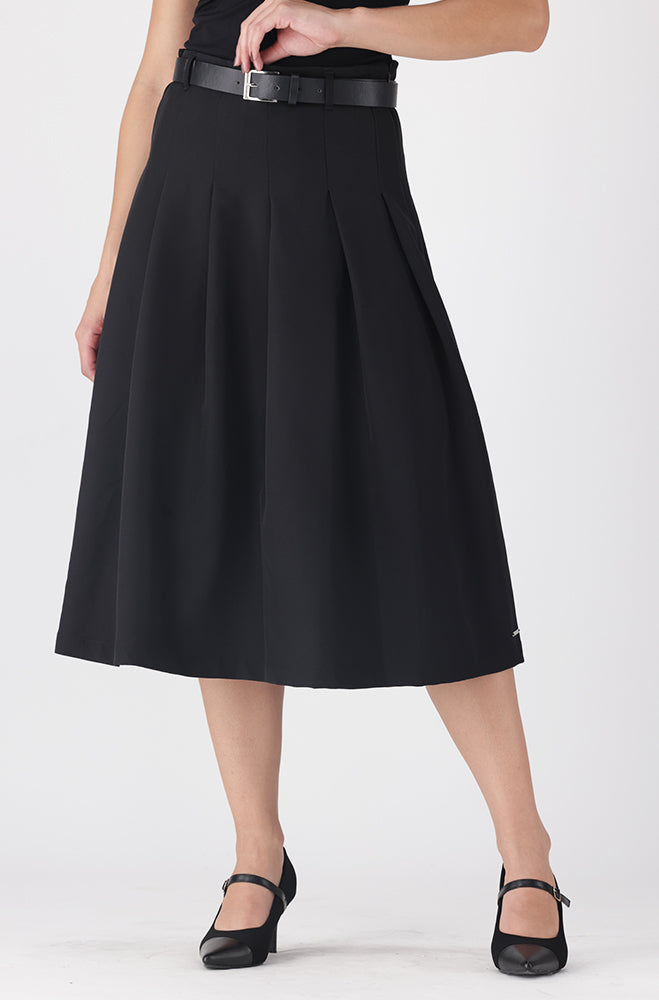 Ladies | Jessie Belted Flare Skirt _ 162019 Black Skirts