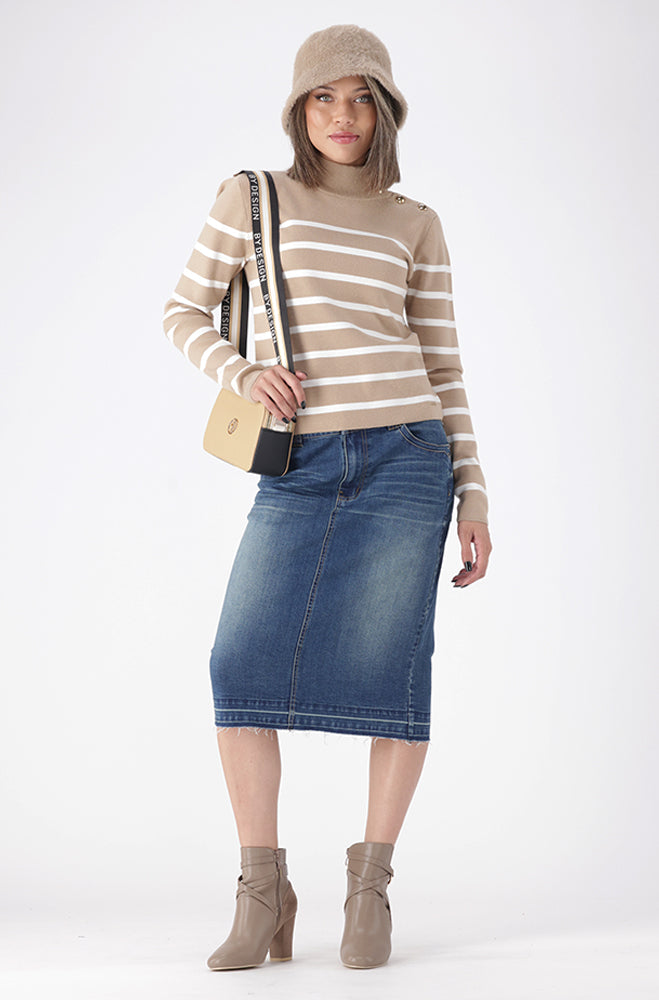 JAYDEE DENIM UNCLIPPED HEM SKIRT