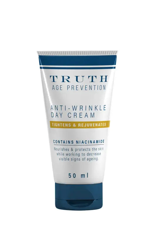 White tube of anti-wrinkle day cream with a blue cap.
