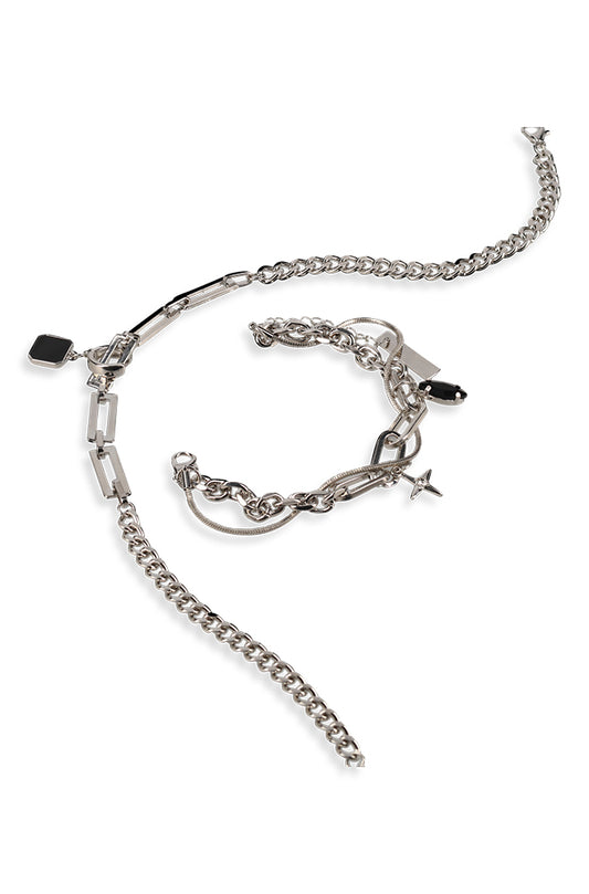 BOBBY CHAIN AND BRACELET SET - SILVER