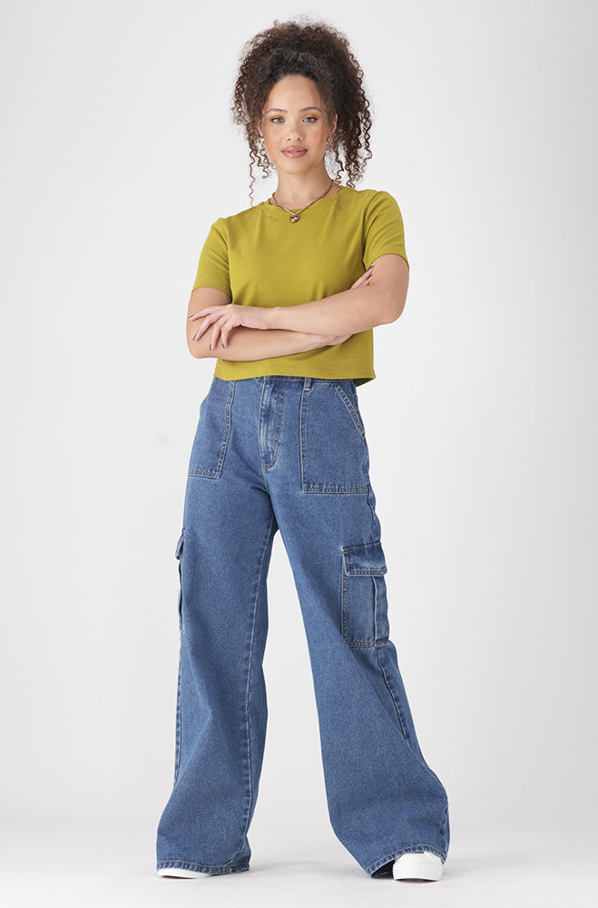Ladies | Bella Crew Neck Fitted Crop Tee T-shirts