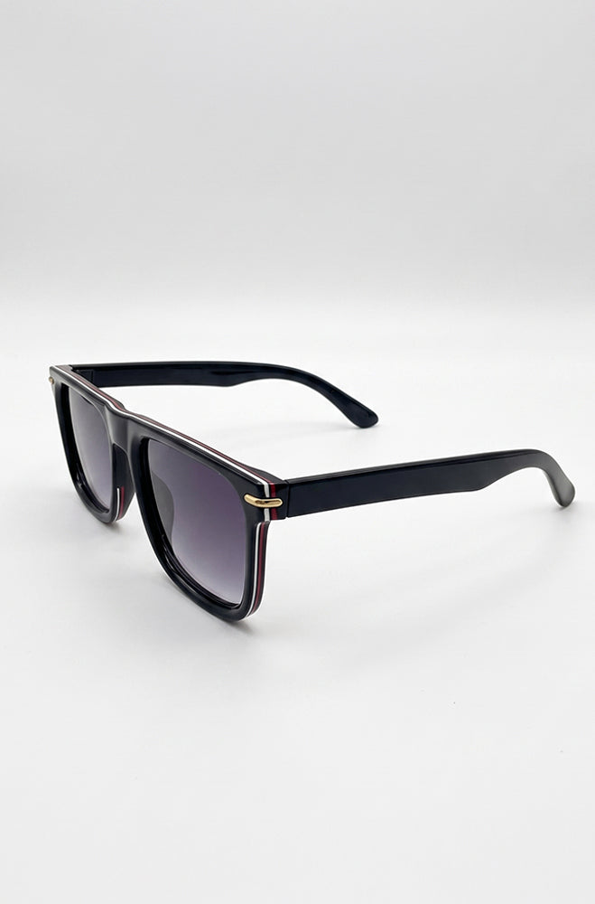 MALIBU SQUARE FRAMED SUNGLASSES - BLACK