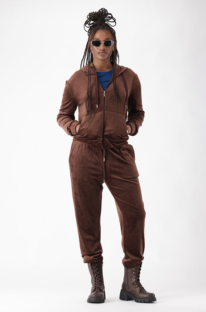 KAIYA VELOUR ZIP THROUGH HOODIE