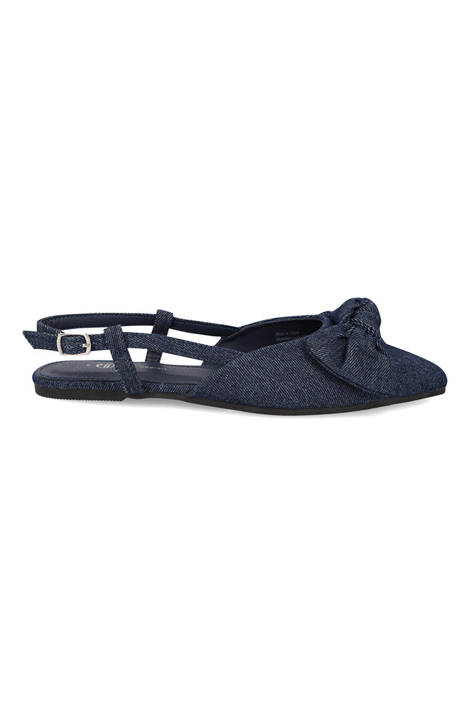 Footwear | Kaylee Denim Bow Slingback Pump Flats