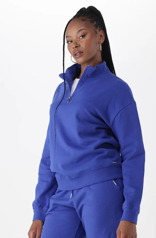 Dunns Clothing | Ladies | Emma Fleece Quarter Zip Top _ 145477 Cobalt