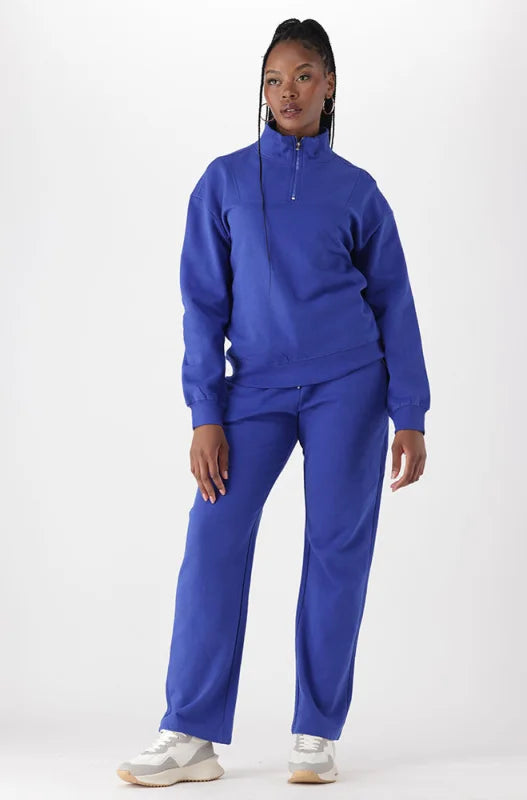 Dunns Clothing | Ladies | Emma Fleece Quarter Zip Top _ 145477 Cobalt
