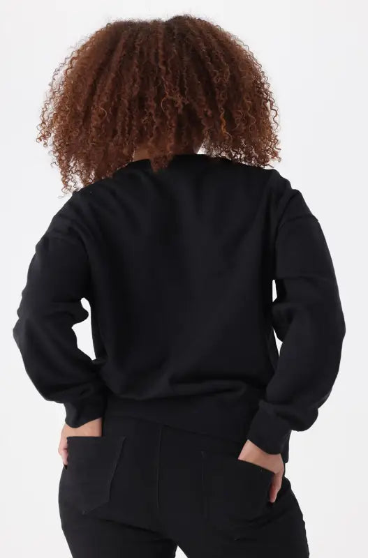Dunns Clothing | Ladies | Alexis Fleece Crew Neck Top _ 145445 Black
