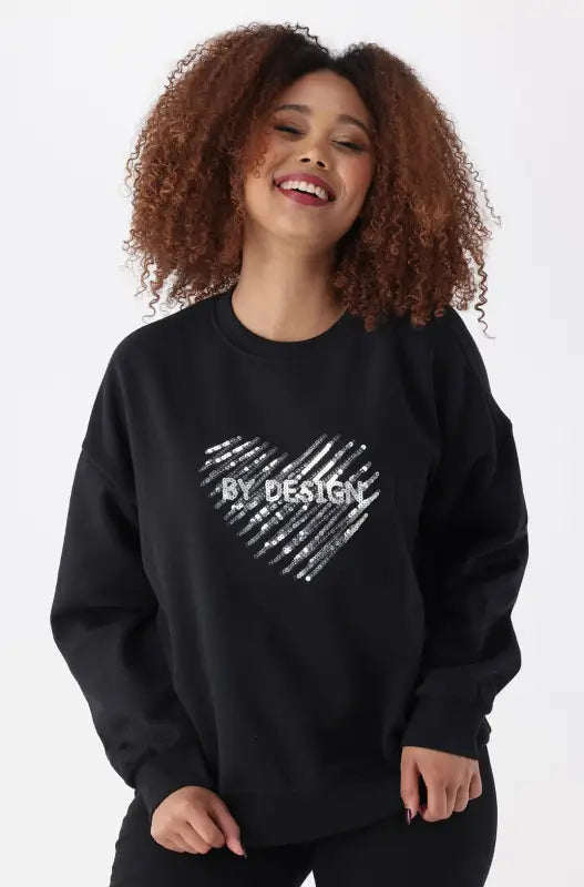 Dunns Clothing | Ladies | Alexis Fleece Crew Neck Top _ 145445 Black