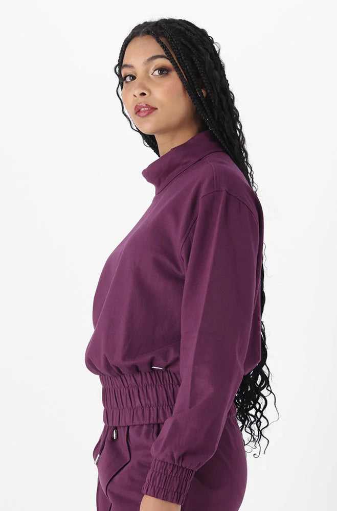 Dunns Clothing | Ladies | Amaya Poloneck Fleece Top _ 145514 Purple