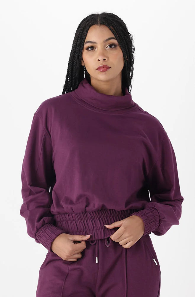 Dunns Clothing | Ladies | Amaya Poloneck Fleece Top _ 145514 Purple