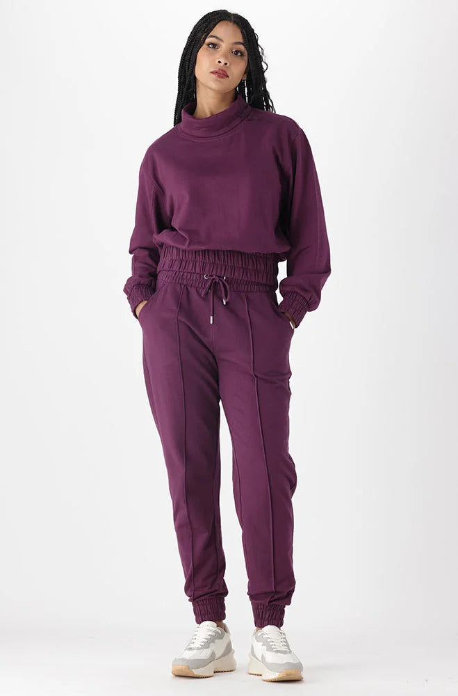 Dunns Clothing | Ladies | Amaya Poloneck Fleece Top _ 145514 Purple