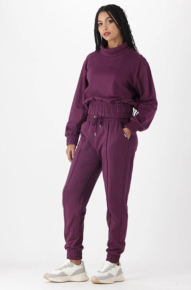 Dunns Clothing | Ladies | Amaya Poloneck Fleece Top _ 145514 Purple