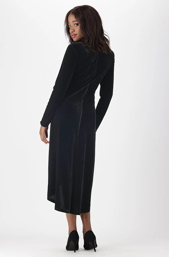 Dunns Clothing | Ladies | Aria Ruched Velour Dress _ 149933 Black